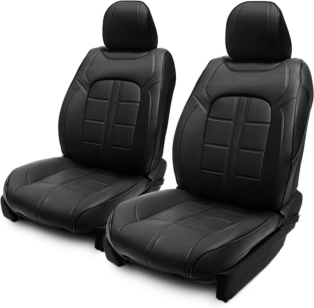 Black Faux Leather 3D Semi-Custom Car Seat Covers P160