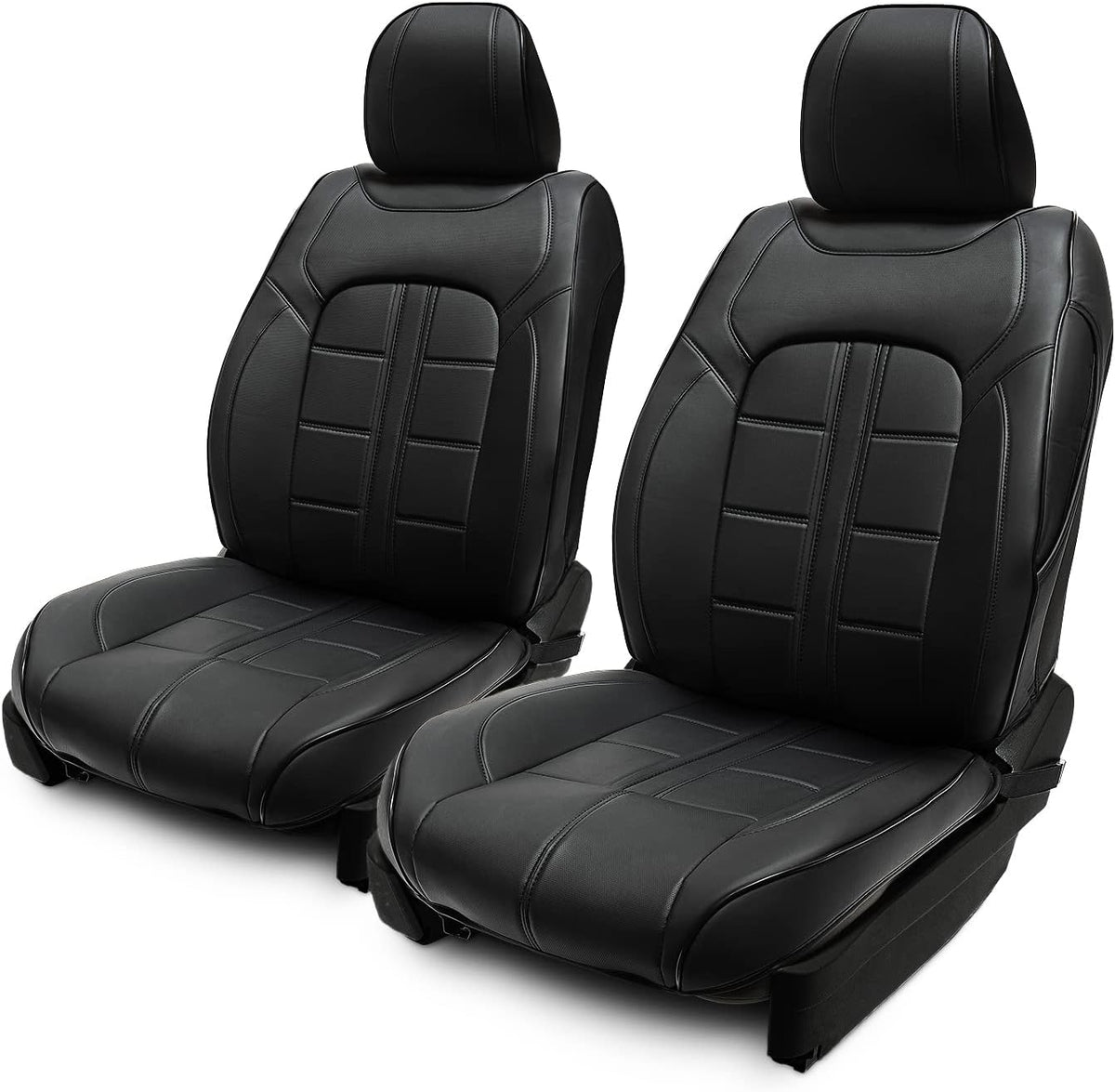 Black Faux Leather 3D Semi-Custom Car Seat Covers P160