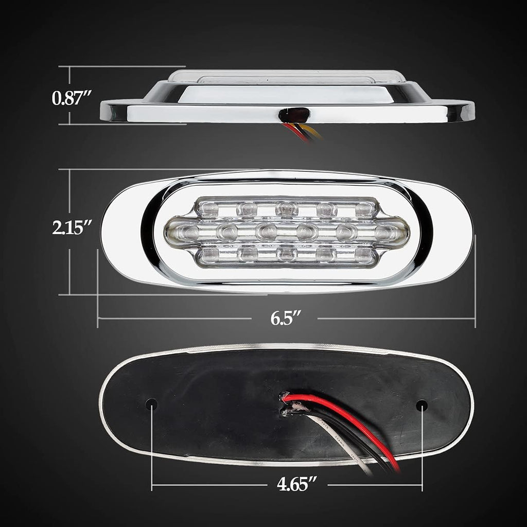 14Pcs 6-1/2 Clear/Amber 16-LED Trailer Side Marker and Turn Signal Lights Chrome Flush Mount Sealed Replacement Pack of 2 Y430336