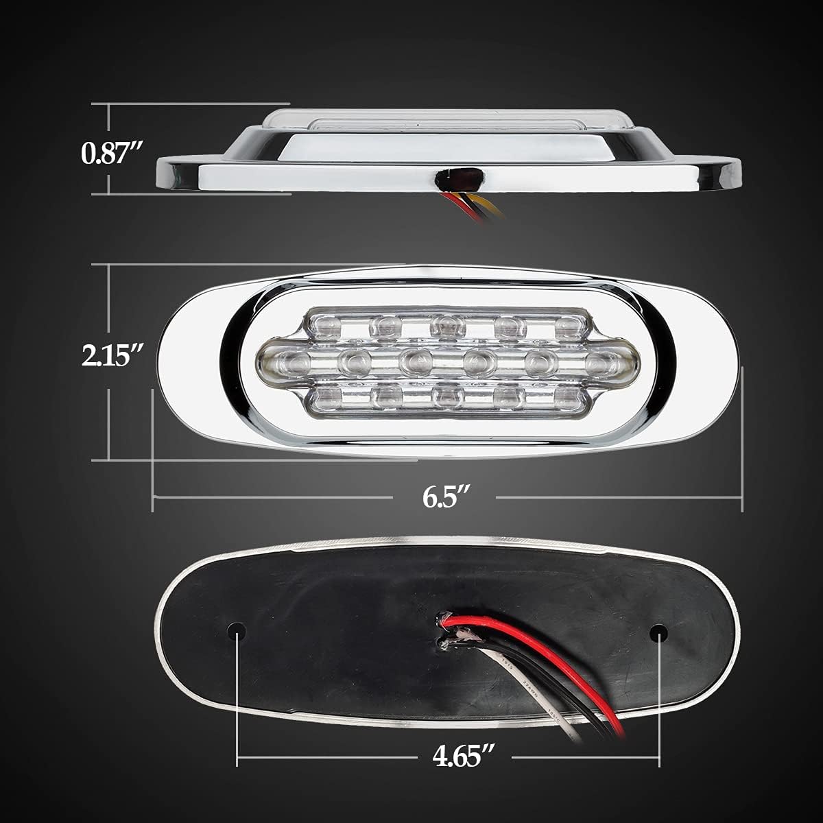 14Pcs 6-1/2 Clear/Amber 16-LED Trailer Side Marker and Turn Signal Lights Chrome Flush Mount Sealed Replacement Pack of 2 Y430336