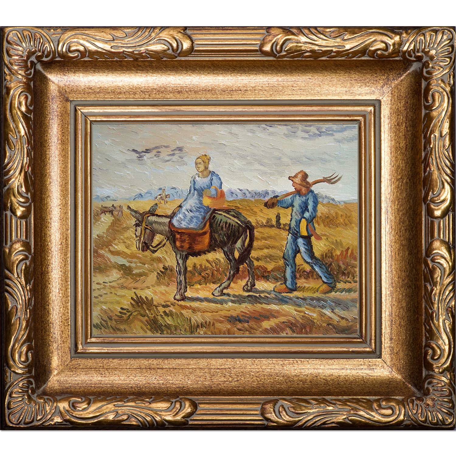 Van Gogh Peasant Couple Going to Work with Florentine Gold Frame W882