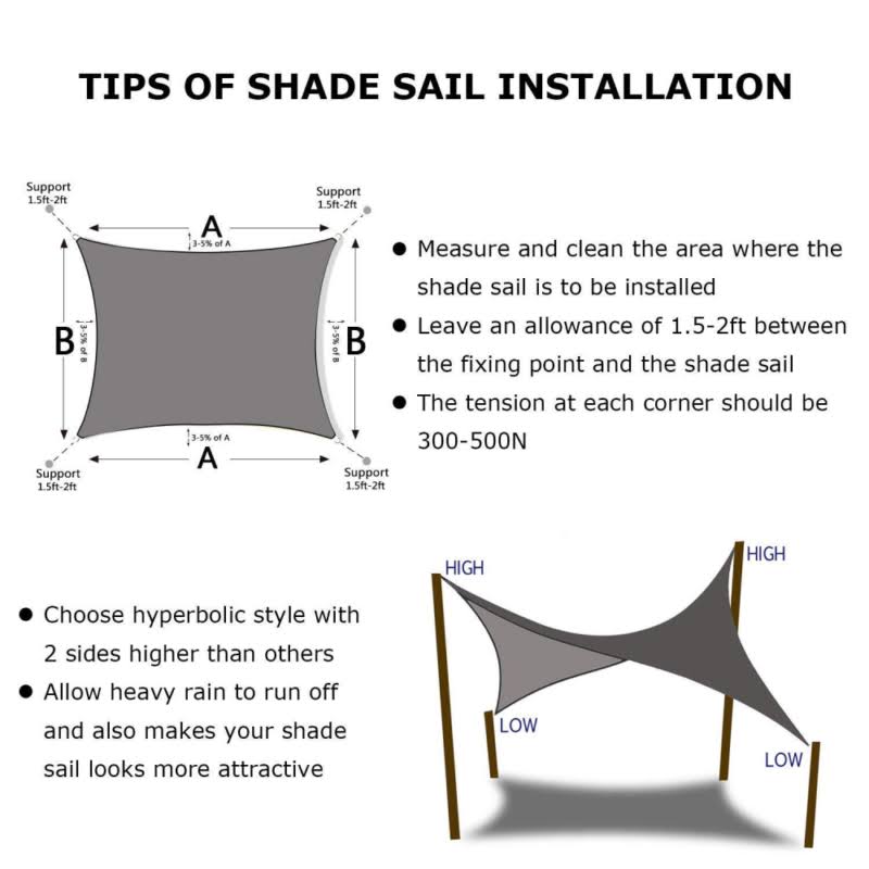 7x13 Rectangle Sun Shade Sail Canopy Sunshade U434