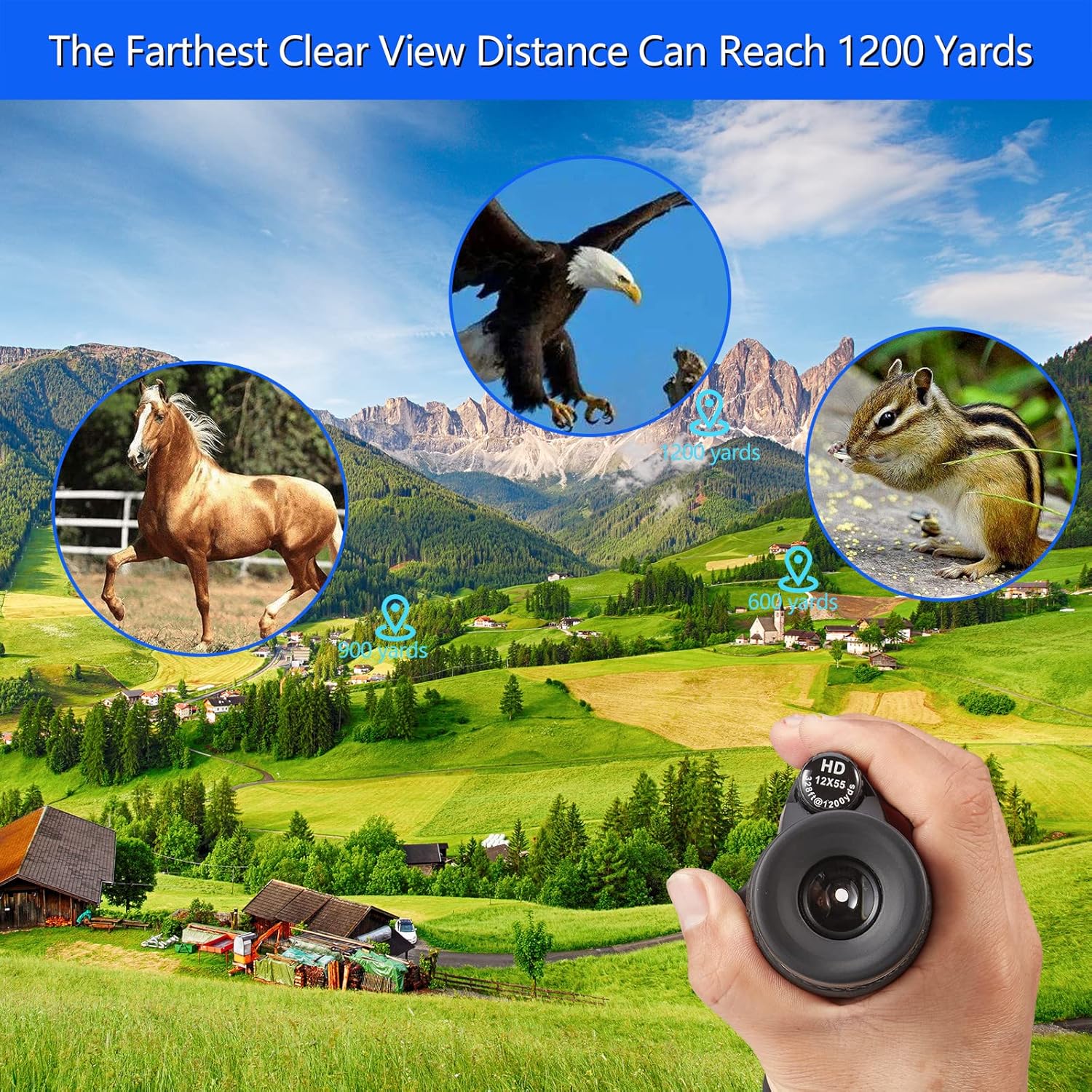 12x55 High Definition Monocular Telescope with Smartphone Holder G341399