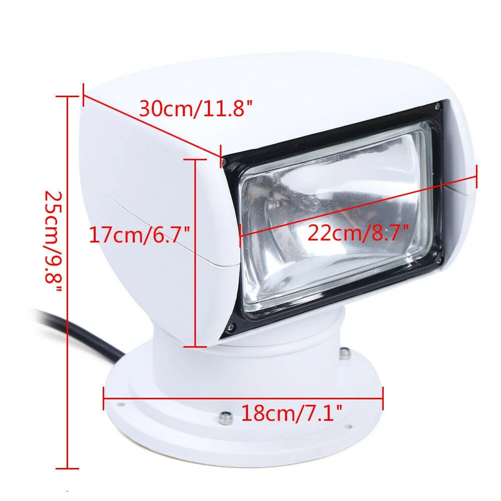 12V 100W Marine Spotlight Remote Control Searchlight 360° Rotate Waterproof O892