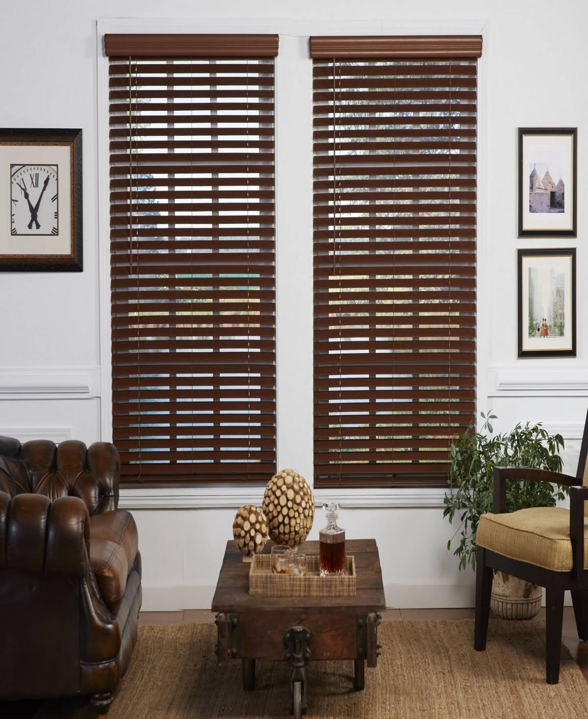 Dark Oak Cordless Faux Wood Venetian Blind V1865