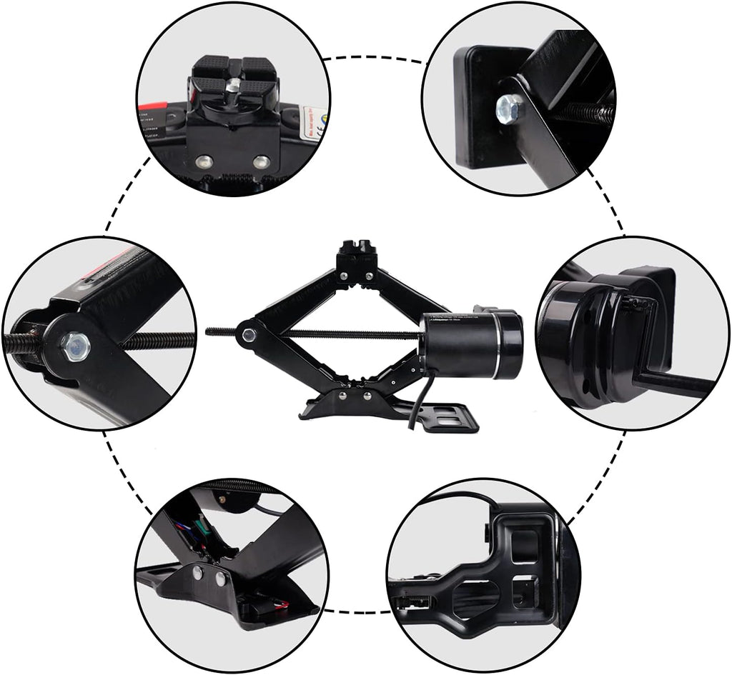 Electric Car Jack Kit 2 Ton 12V Portable Scissor Car Jack Lift Black M335