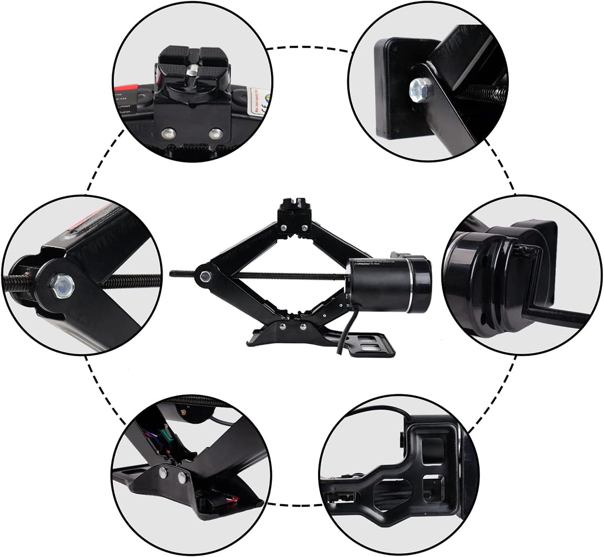 Electric Car Jack Kit 2 Ton 12V Portable Scissor Car Jack Lift Black M335