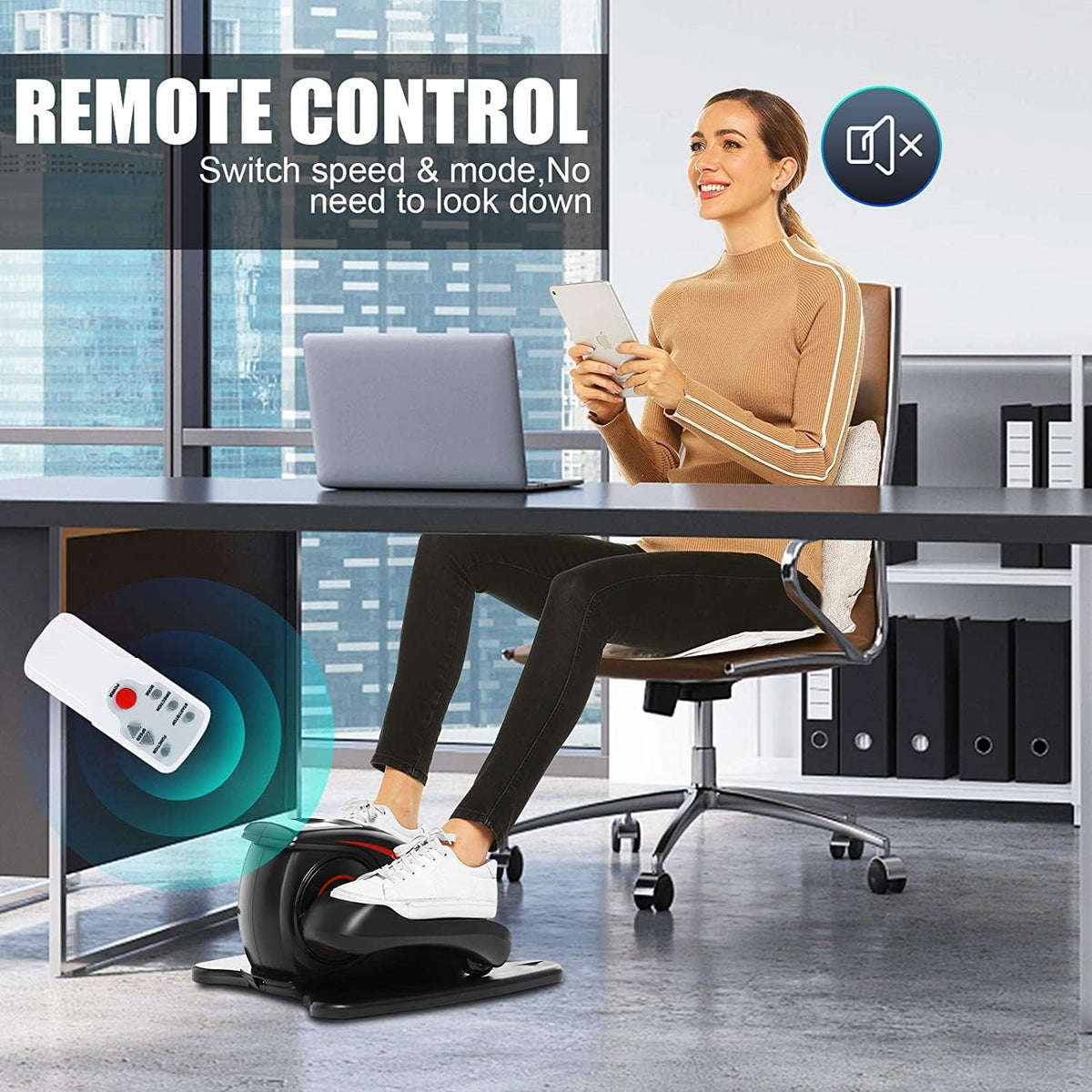 Under Desk Electric Mini Elliptical Machine with Remote Control X952921