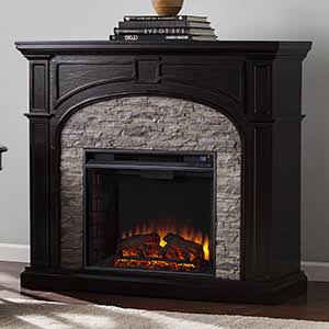 Ebony Gray Stacked Stone Electric Fireplace F5041