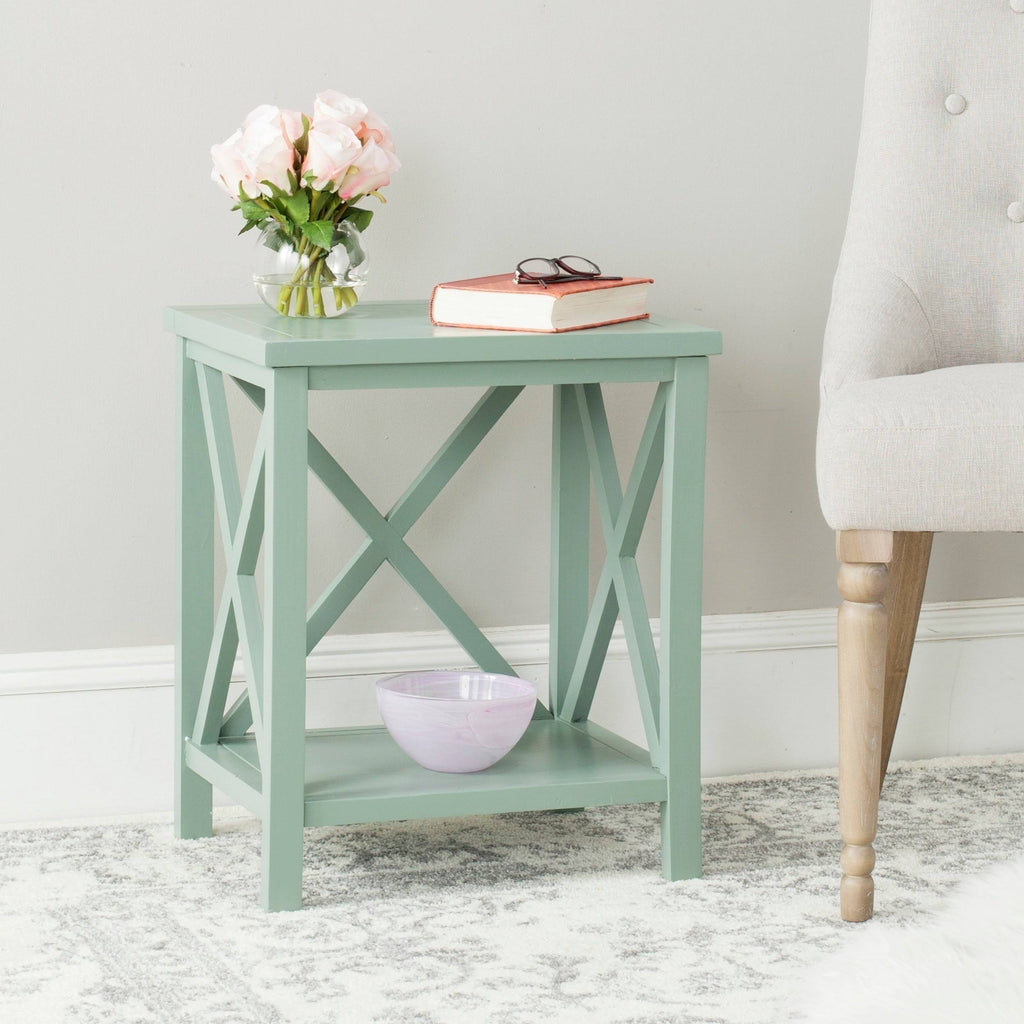 Dusty Green Cross Back End Table I820