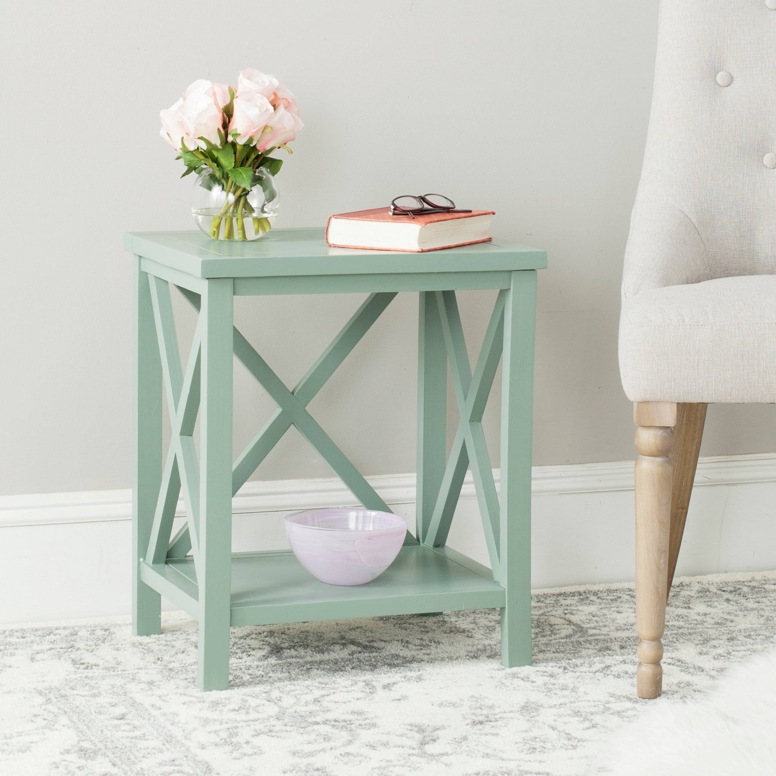 Dusty Green Cross Back End Table I820