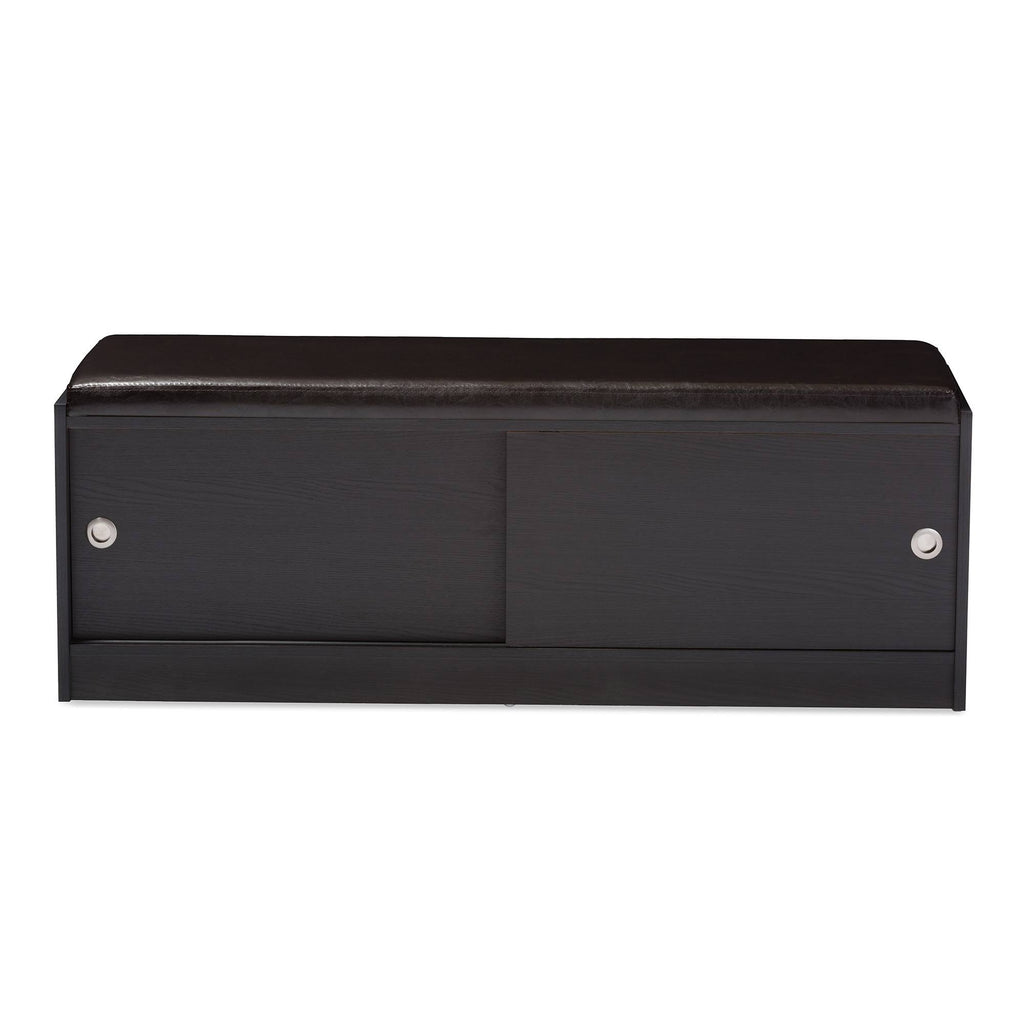 Dark Brown Wood Storage Bench Organizer U107233