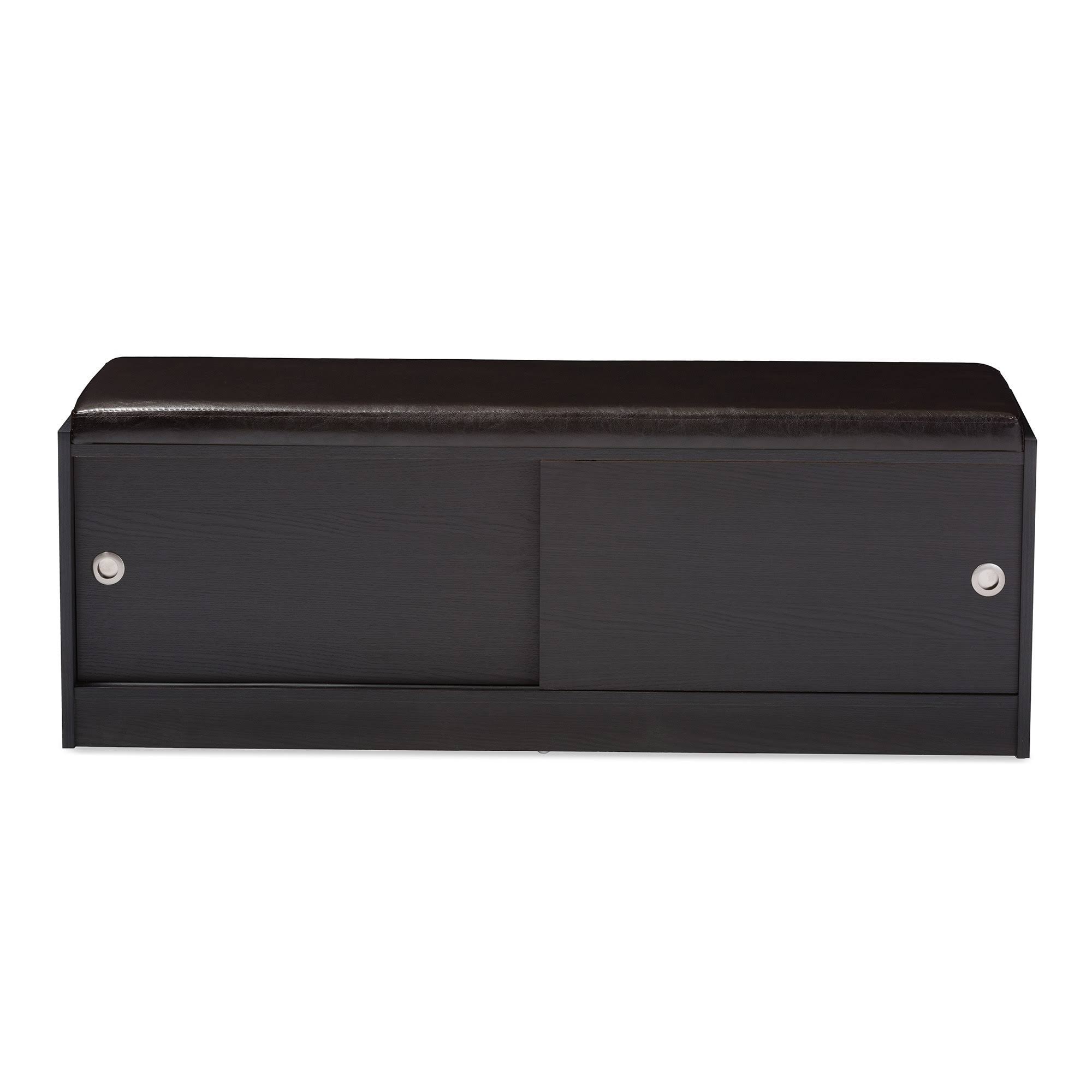 Dark Brown Wood Storage Bench Organizer U107233