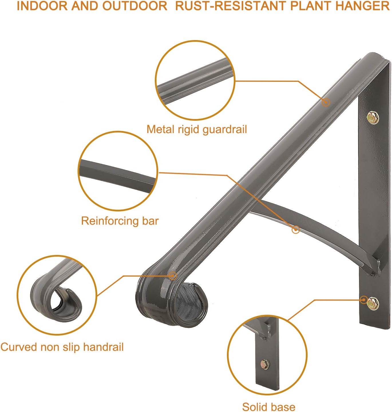 Black Metal Wrought Iron Handrail for Steps, Pack of 2 N94689