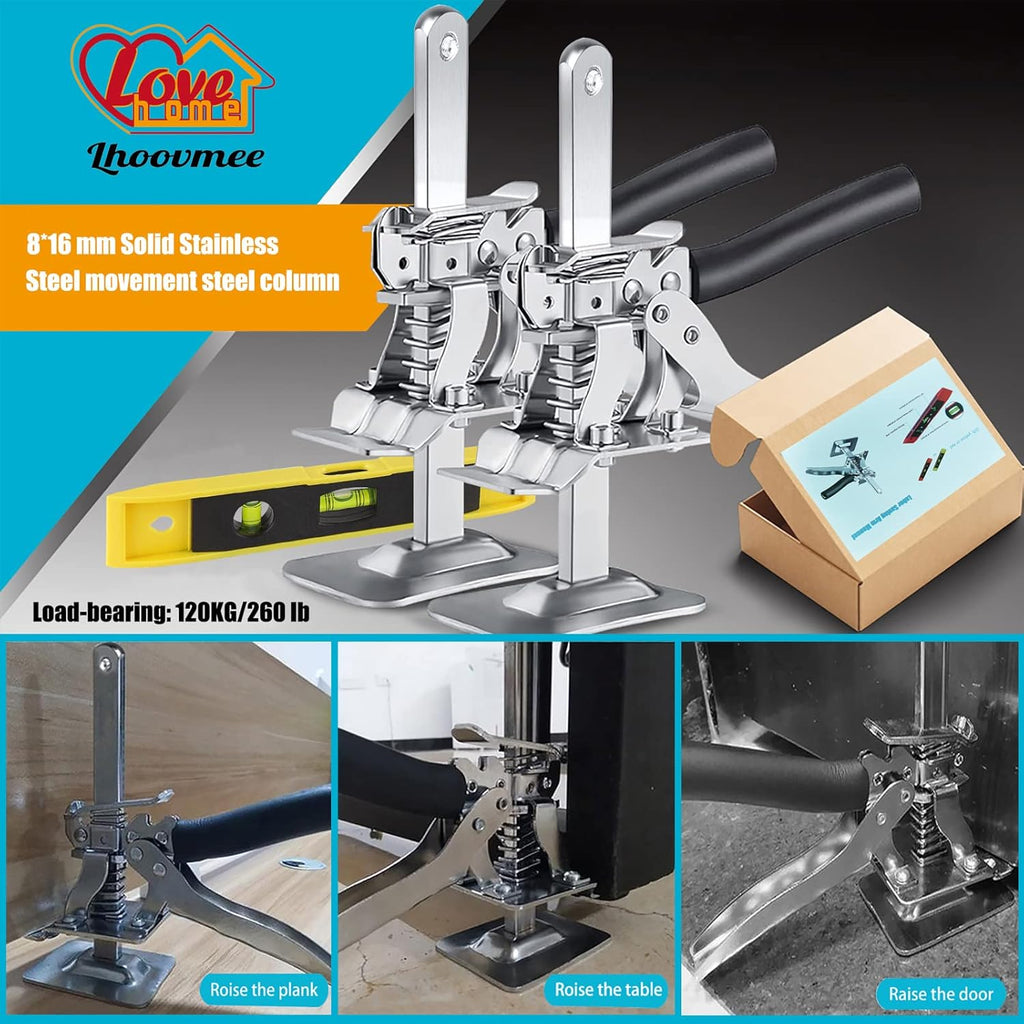 2 Packs Labor Saving Arm Hand Tool Jack Set Door Panel Lifting Cabinet Jack Wall Tile Height Adjuster X483221