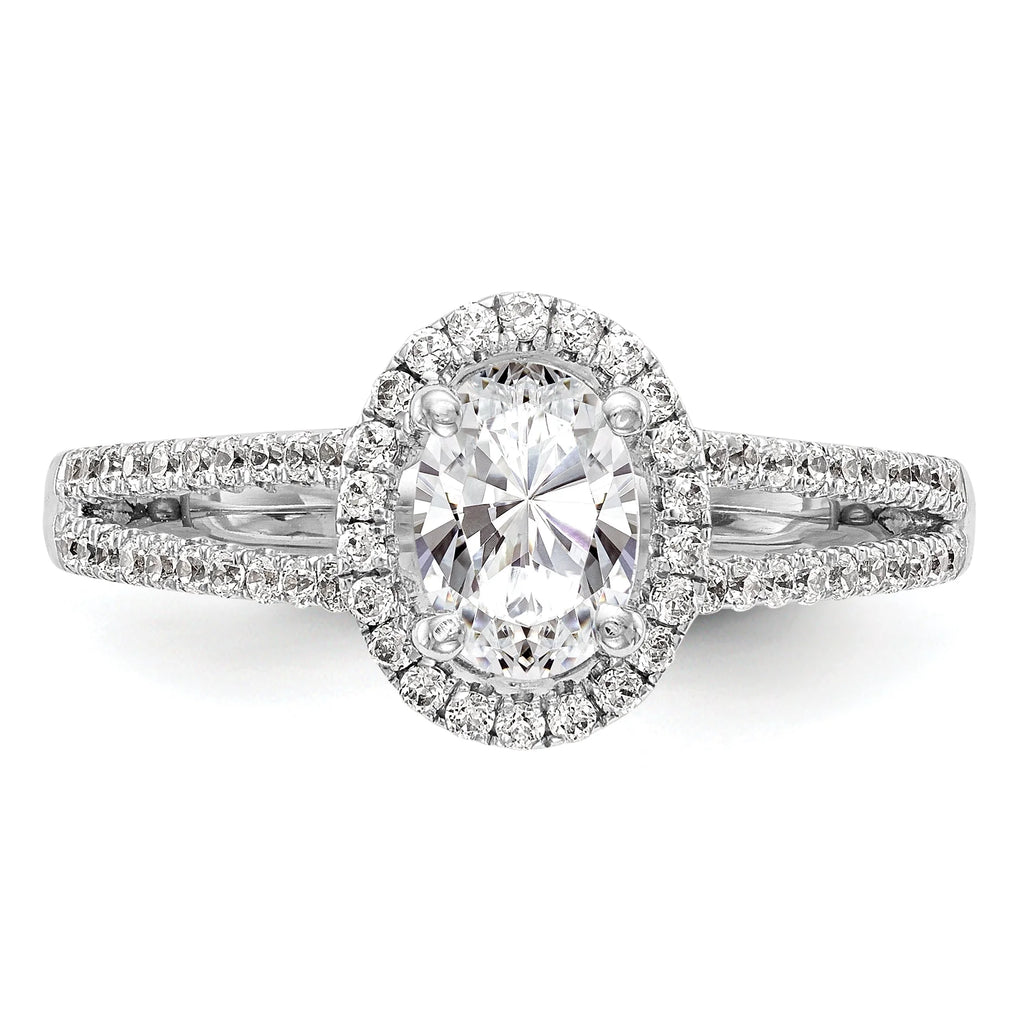 14K White Gold Oval Halo Engagement Ring B43976