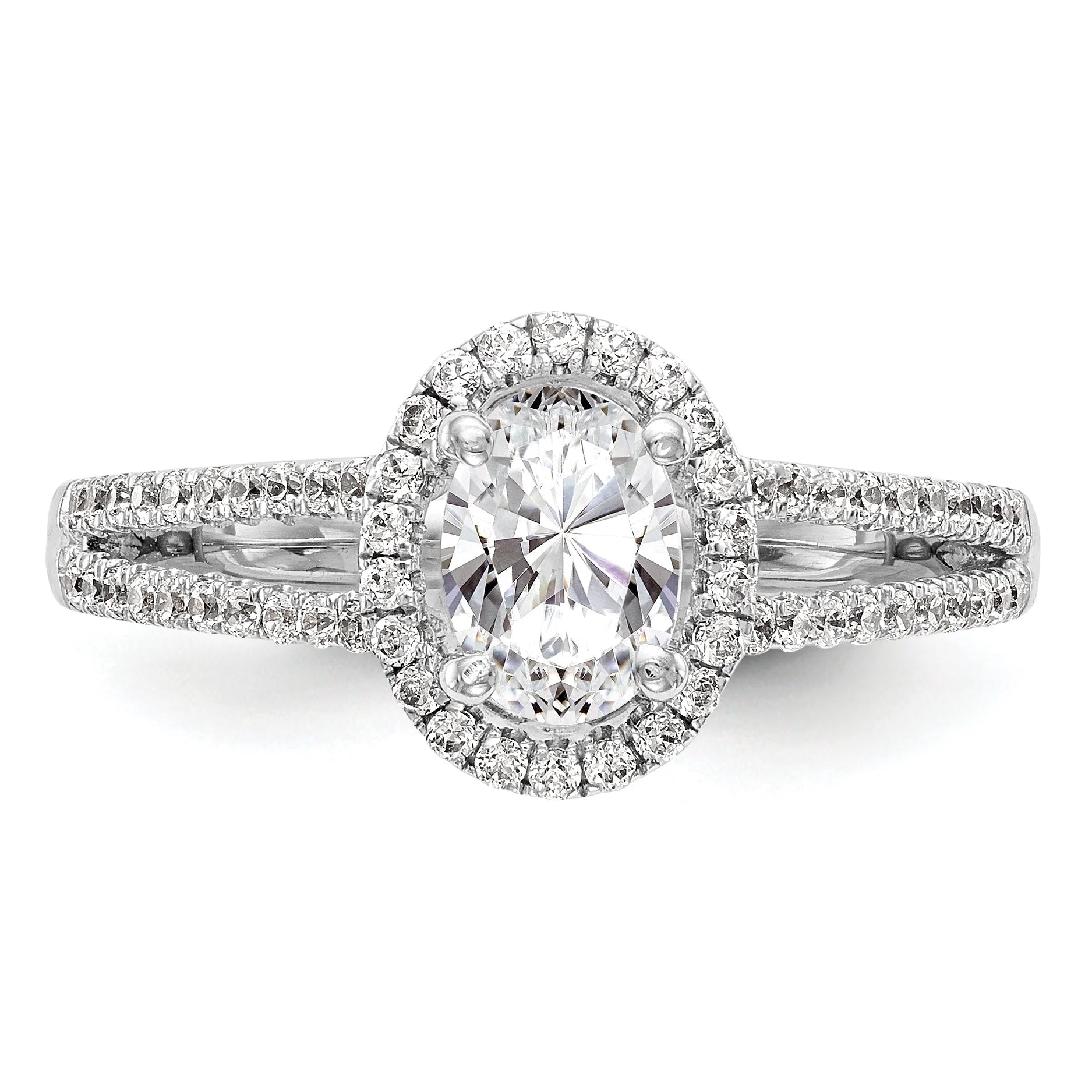 14K White Gold Oval Halo Engagement Ring B43976