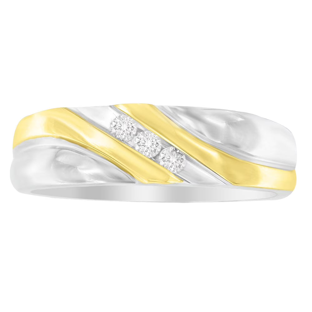 10k Two-Toned Gold Diamond 3-Stone Ring A492