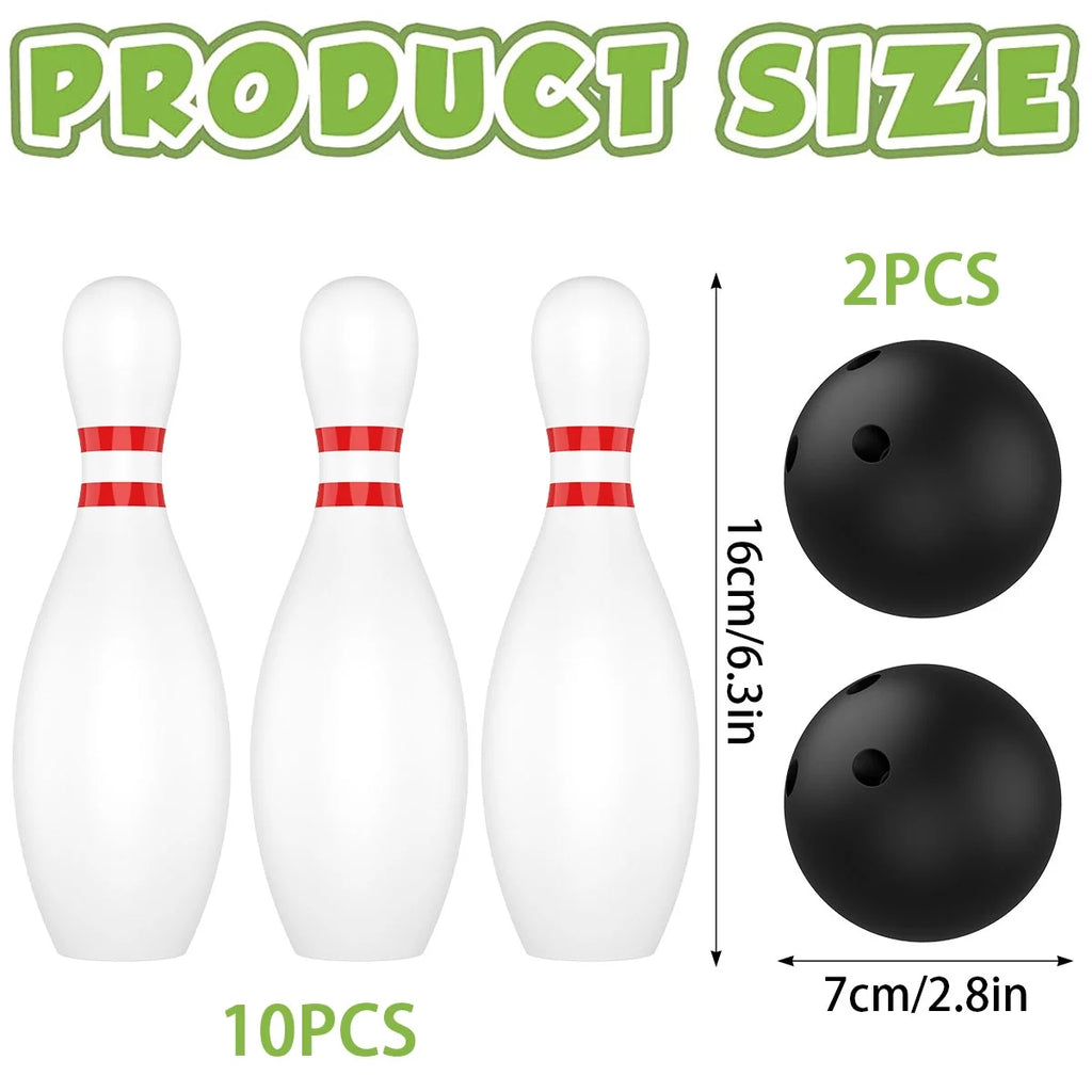 12 Pcs Kids Bowling Set with 10 White Pins and 2 Balls M639