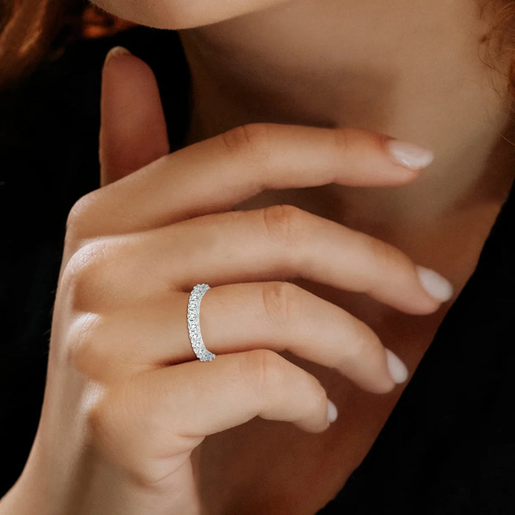 14K White Gold Diamond Eternity Band J4742