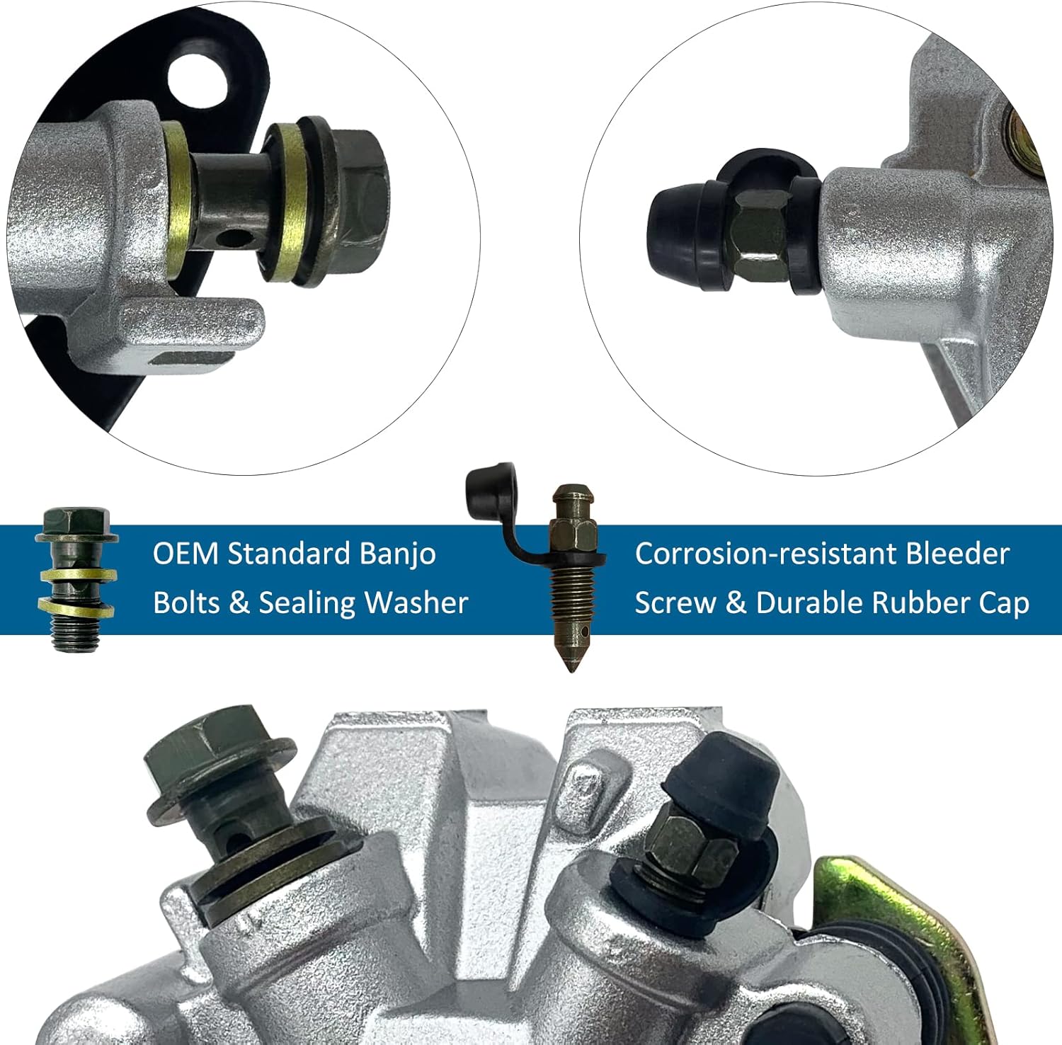 Front Left Right & Rear Brake Calipers for Suzuki Vinson 500 LT-A500F/LT-F500F 2003-2007 Pack of 2 X25530