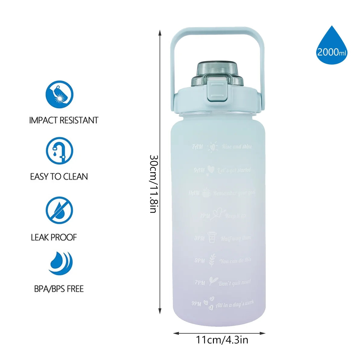 Gradient Color Water Bottle with Time Marker D551841