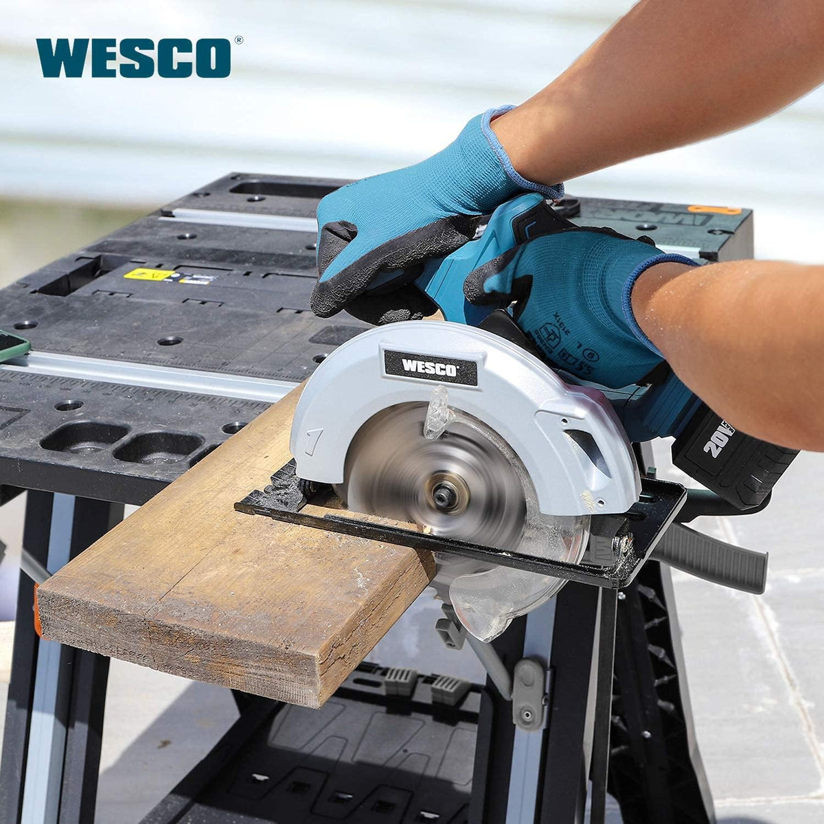 20V 4.0Ah Cordless Circular Saw, 6-1/2", 4000RPM, 0-45° Bevel, with Charger, Vacuum Adaptor, Parallel Guide, Wood Cutting Blades (24T / 40T), Pack of 2 P15917