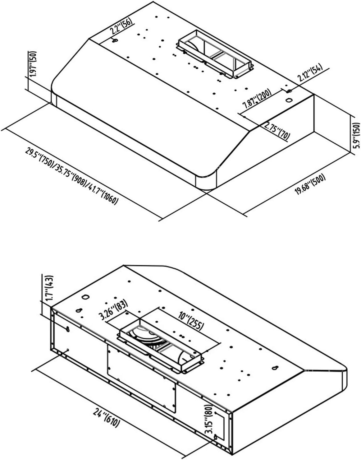 30 Inch Under Cabinet Range Hood with 900-CFM, Stainless Steel Kitchen Vent B555737