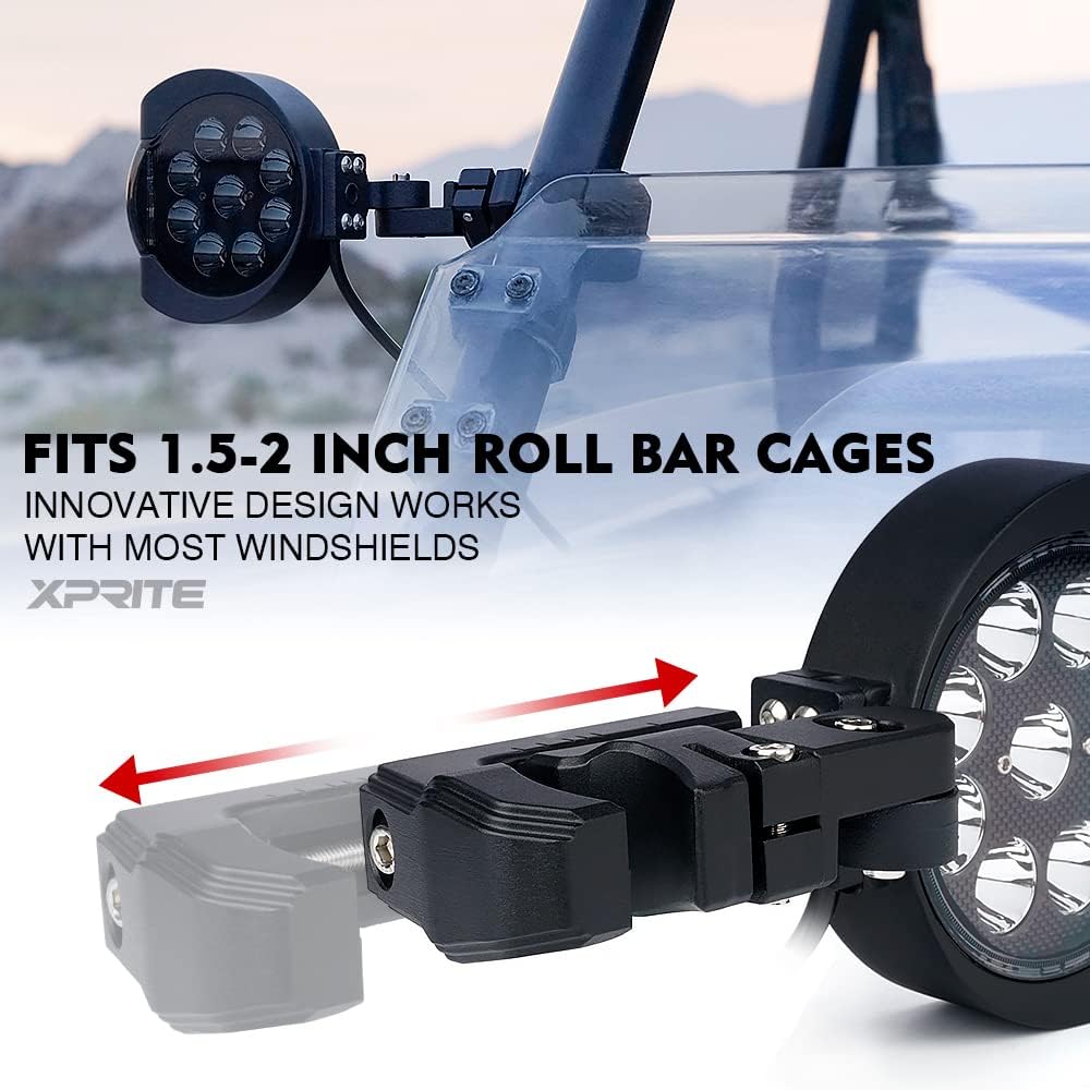 Round Aluminum Rear View Mirror with LED Spot Lights for Roll Cage Bar Q1833