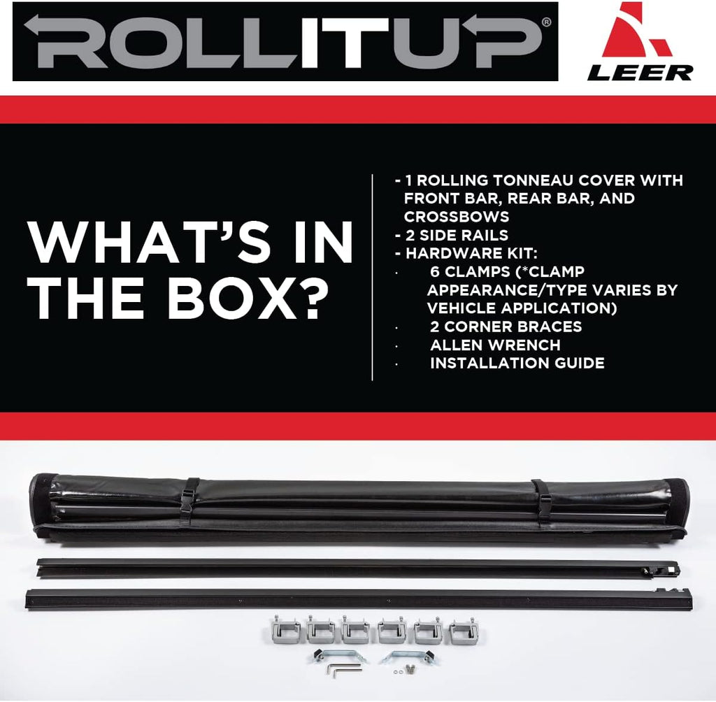Soft Roll Up Truck Bed Tonneau Cover for 2015 - 2022 Ford F150 6.6’ Bed (Black) U47258