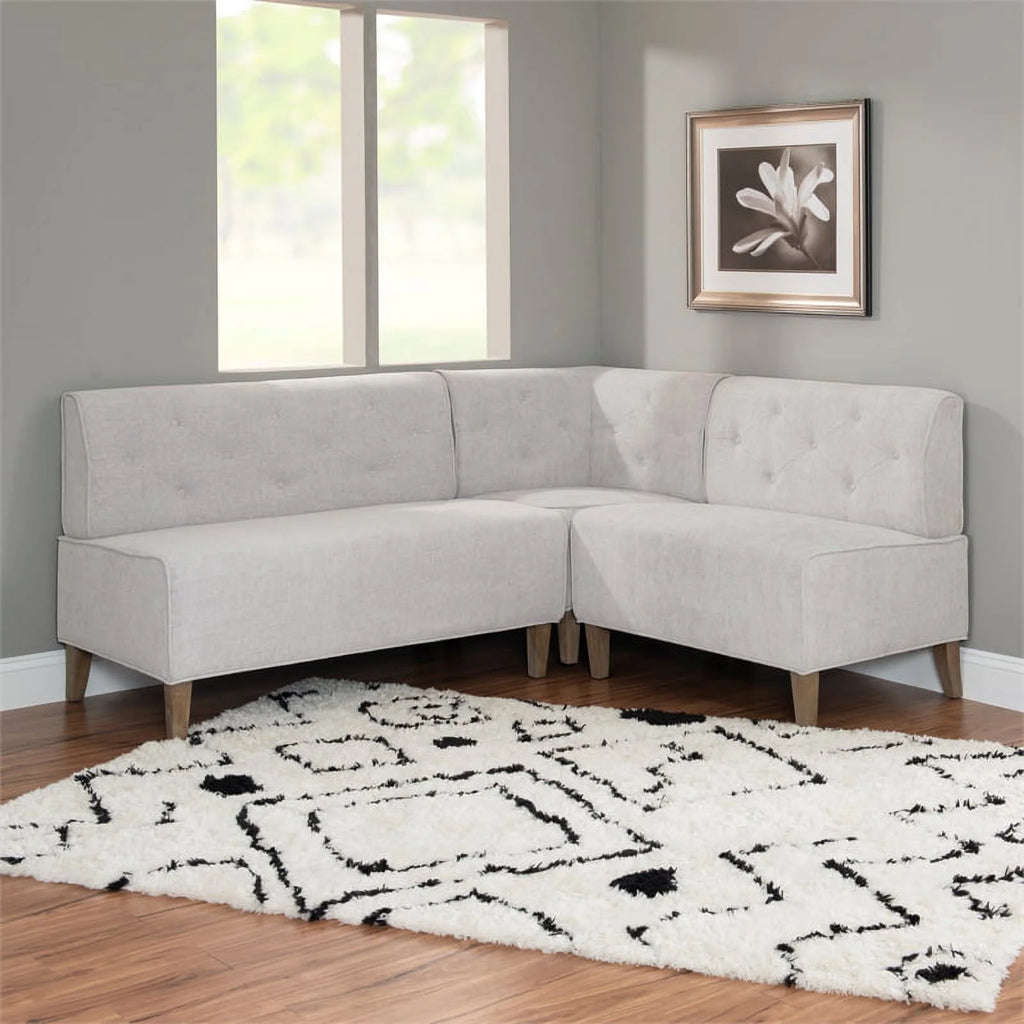 Light Gray Wooden Upholstered Corner Nook X7974