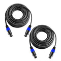 2Pcs 100 Feet Speakon to Speakon Speaker Audio Cable with Twist Lock C686