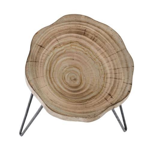 16 in. Wood and Metal Stool Brown and Black U413