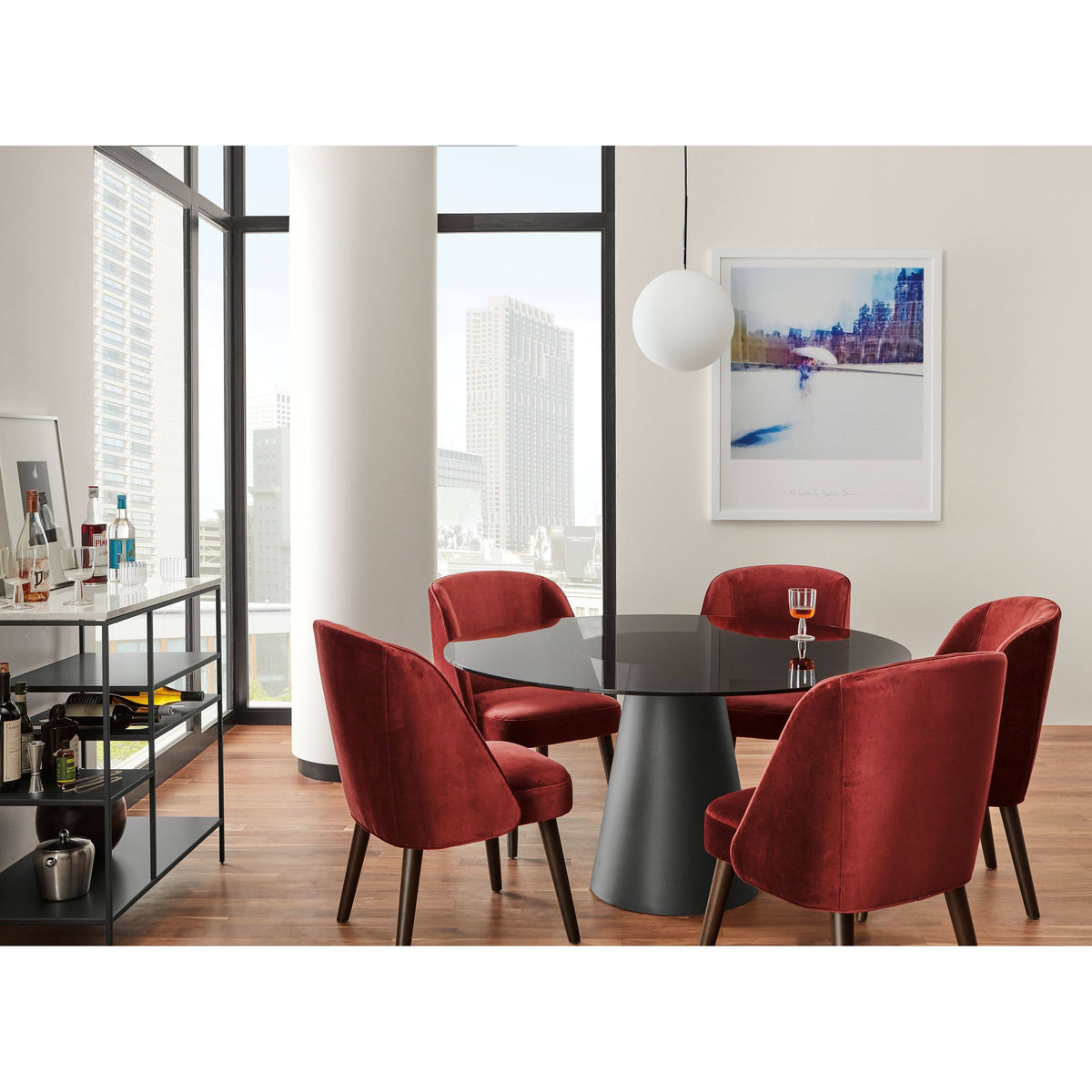 Modern Cora Side Chair in Tatum Moss with Charcoal Legs Green Brown Performance Fabric F6459