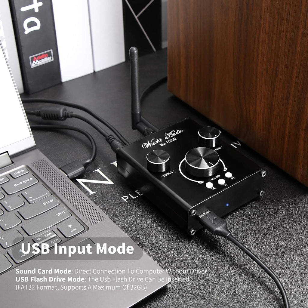 Bluetooth Stereo Audio Amplifier with Treble and Bass Adjustment K229