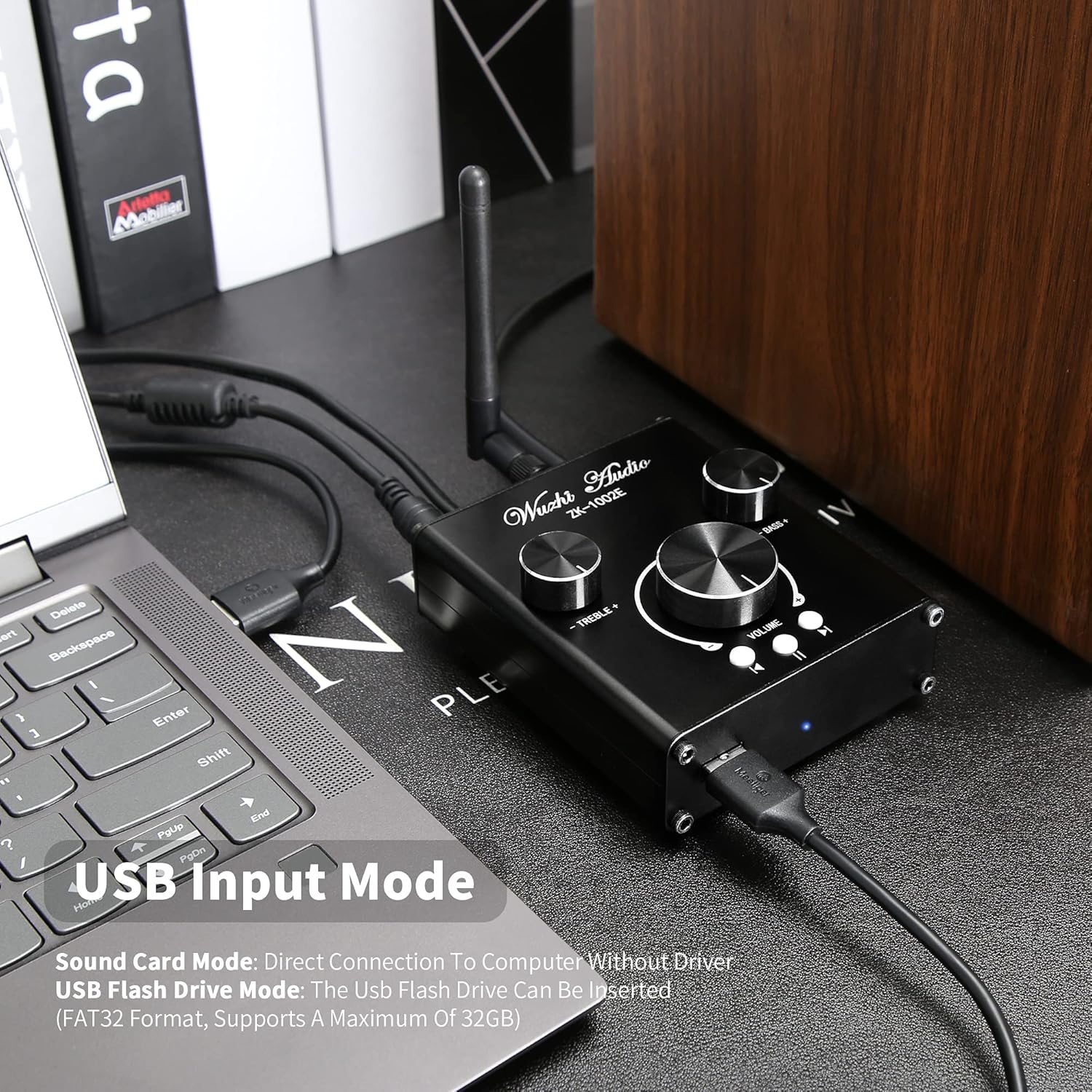Bluetooth Stereo Audio Amplifier with Treble and Bass Adjustment K229