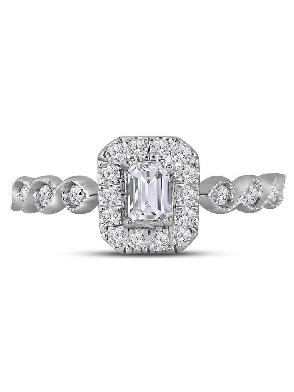 Emerald Cut Diamond Engagement Ring in 14K White Gold F485405