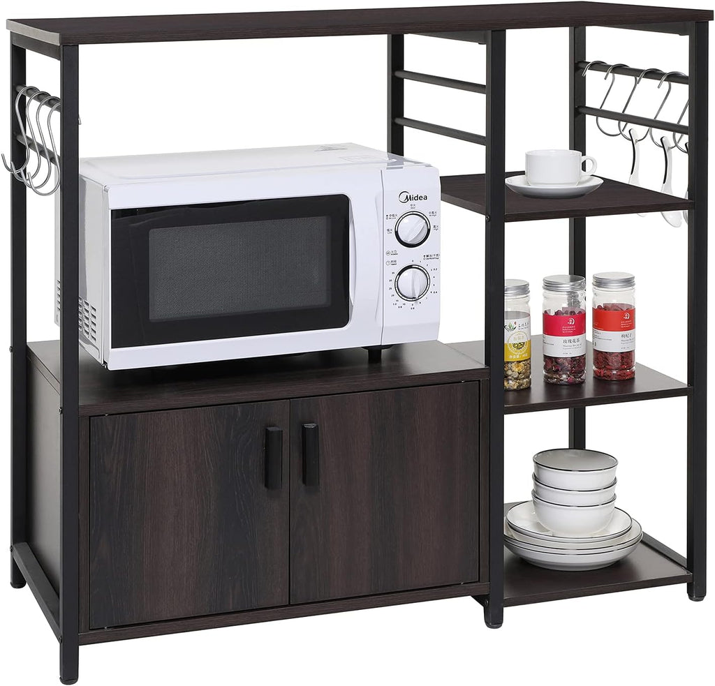 Rustic Brown 4 Tier Baker's Rack with Cabinet S261