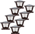 8 Pack 5x5 Solar Powered Post Cap Light with 4x4 Base Adapter (Brown) Q564
