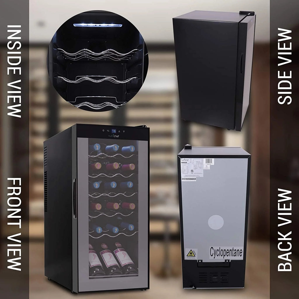 18 Bottle Thermoelectric Wine Chiller Cooler, Black J50002