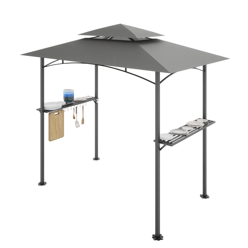 Patio BBQ Grill Gazebo Canopy with 2 Tier, Flame Retardant Cover D791