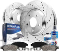 Front Drilled and Slotted Disc Rotors Brake Pads 6pc Set V99293