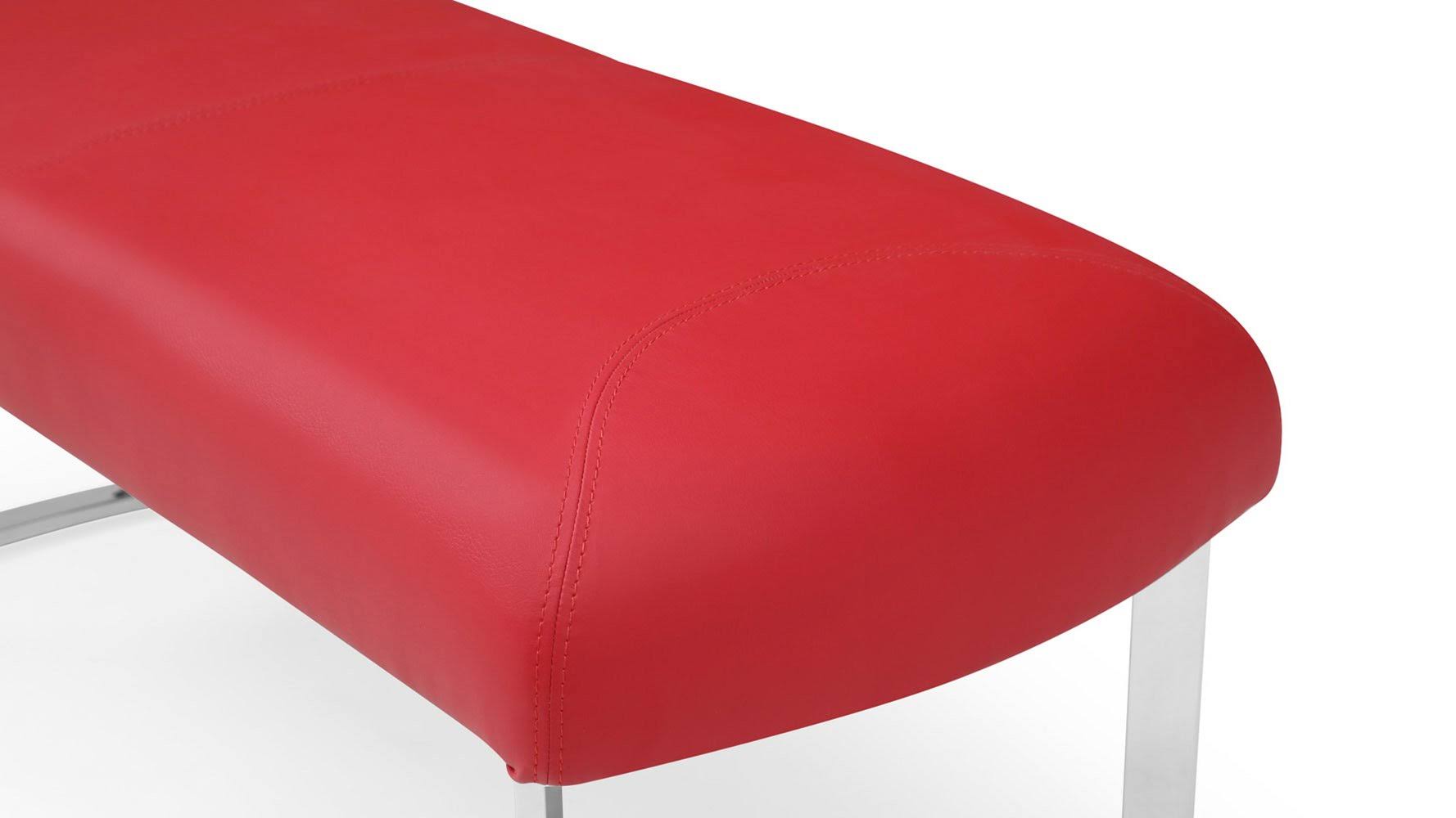 Red Leatherette Bench with Stainless Steel Base Z85445