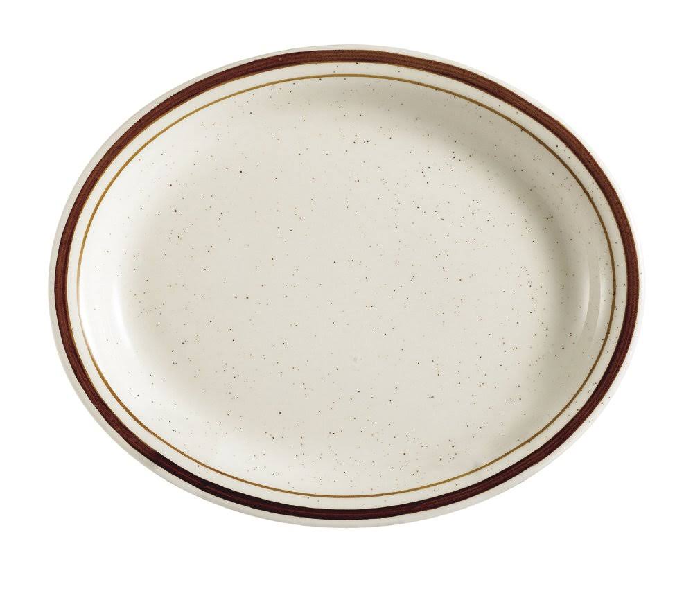Arizona Brown Rim Speckled Stoneware Oval Platter Box of 12 Q293055
