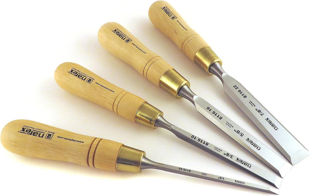 4 pc Set 1/8, 3/8, 5/8, 7/8 Inch Bench Chisels with Hornbeam Handles V725