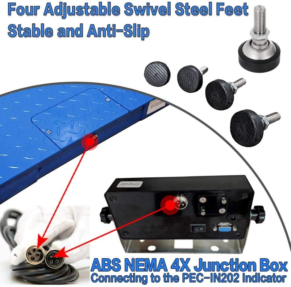 Heavy-Duty Industrial Floor Scale with Carbon Steel Ramp Bundle Set W7804