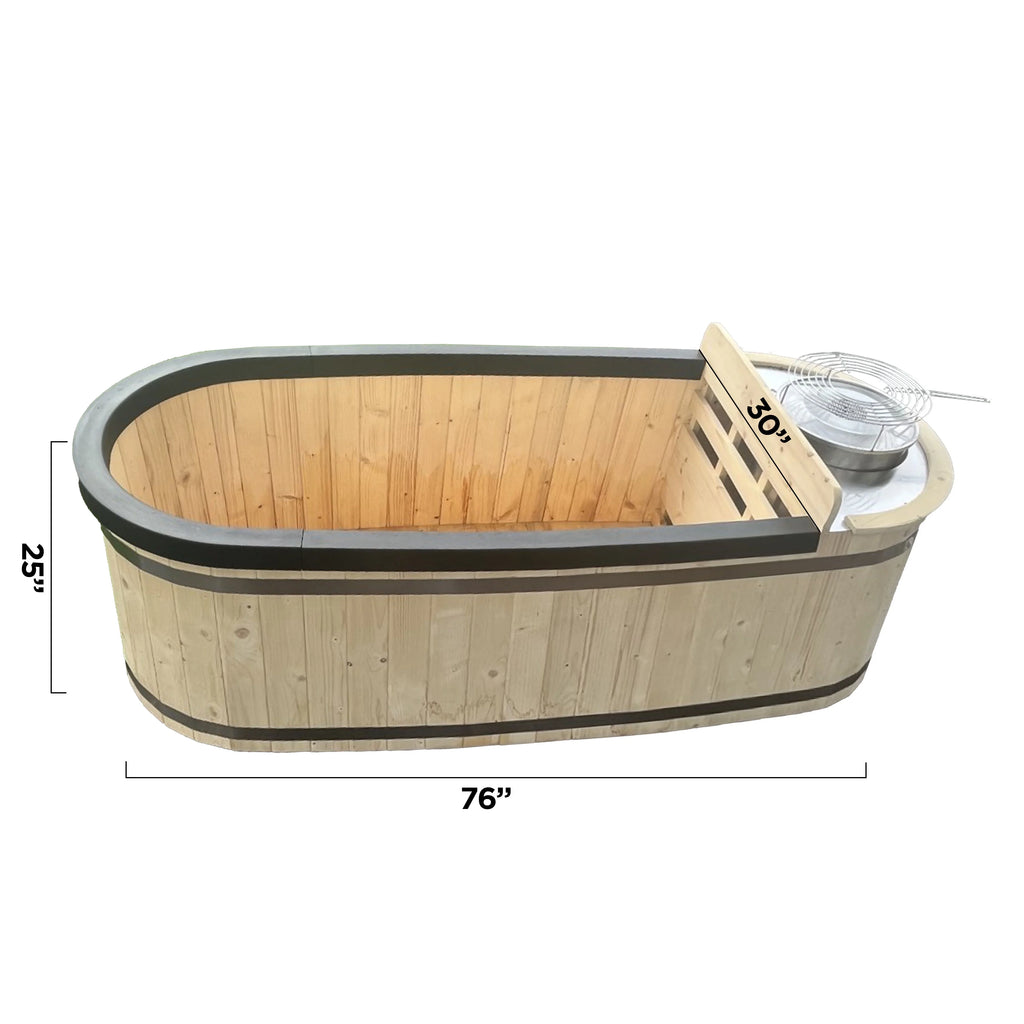 Natural Pine Wood Hot Tub 2 Persons 132 Gallons with Charcoal Stove X8610