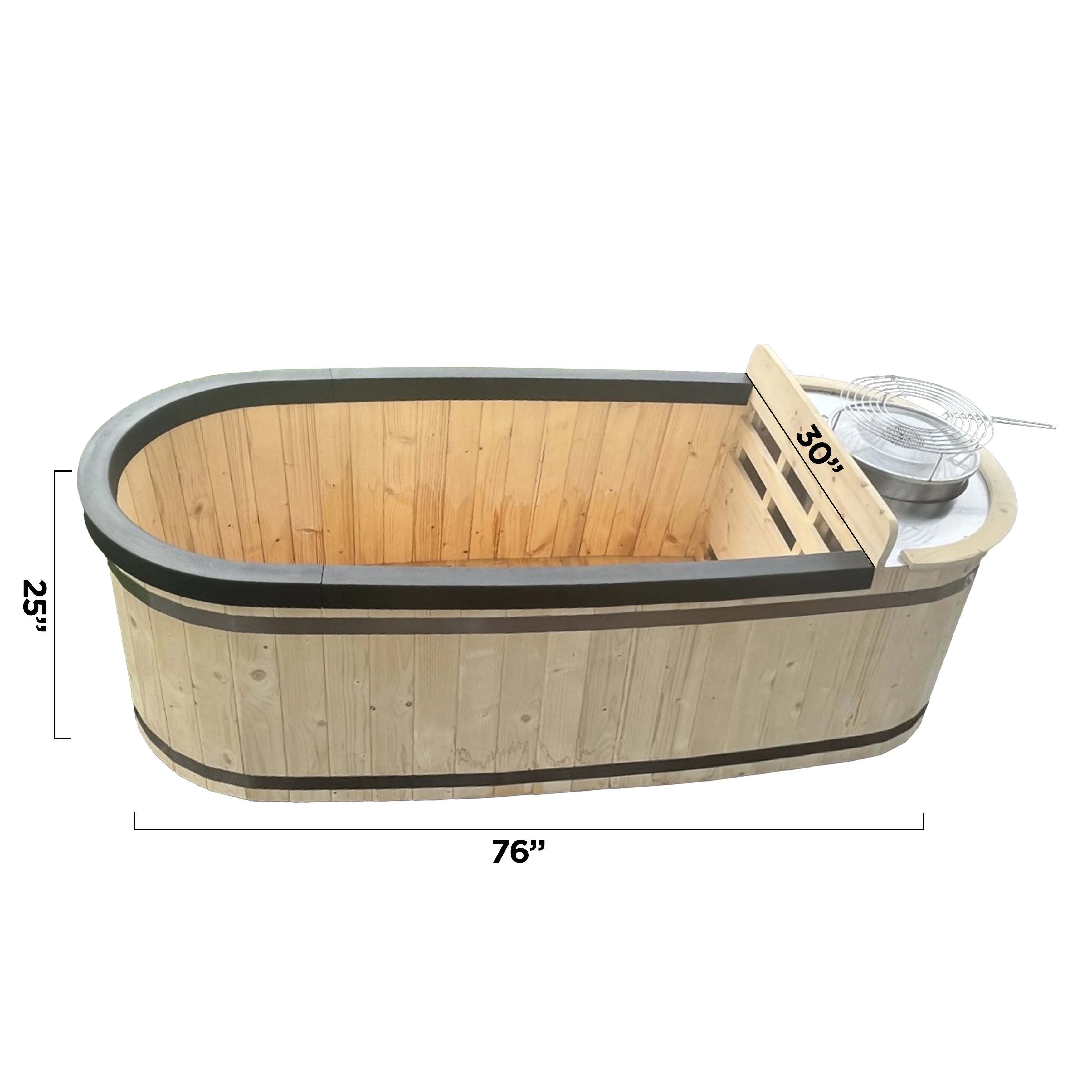 Natural Pine Wood Hot Tub 2 Persons 132 Gallons with Charcoal Stove X8610
