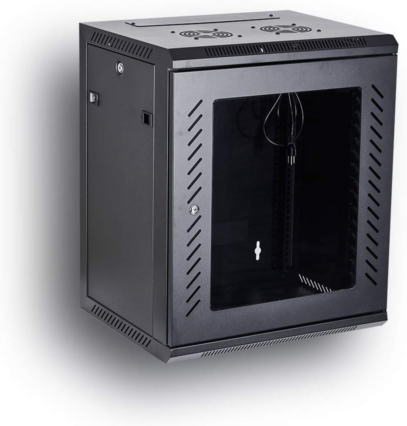 BLACK 06U 19-Inch Server Network Rack with Locking Glass Door M877