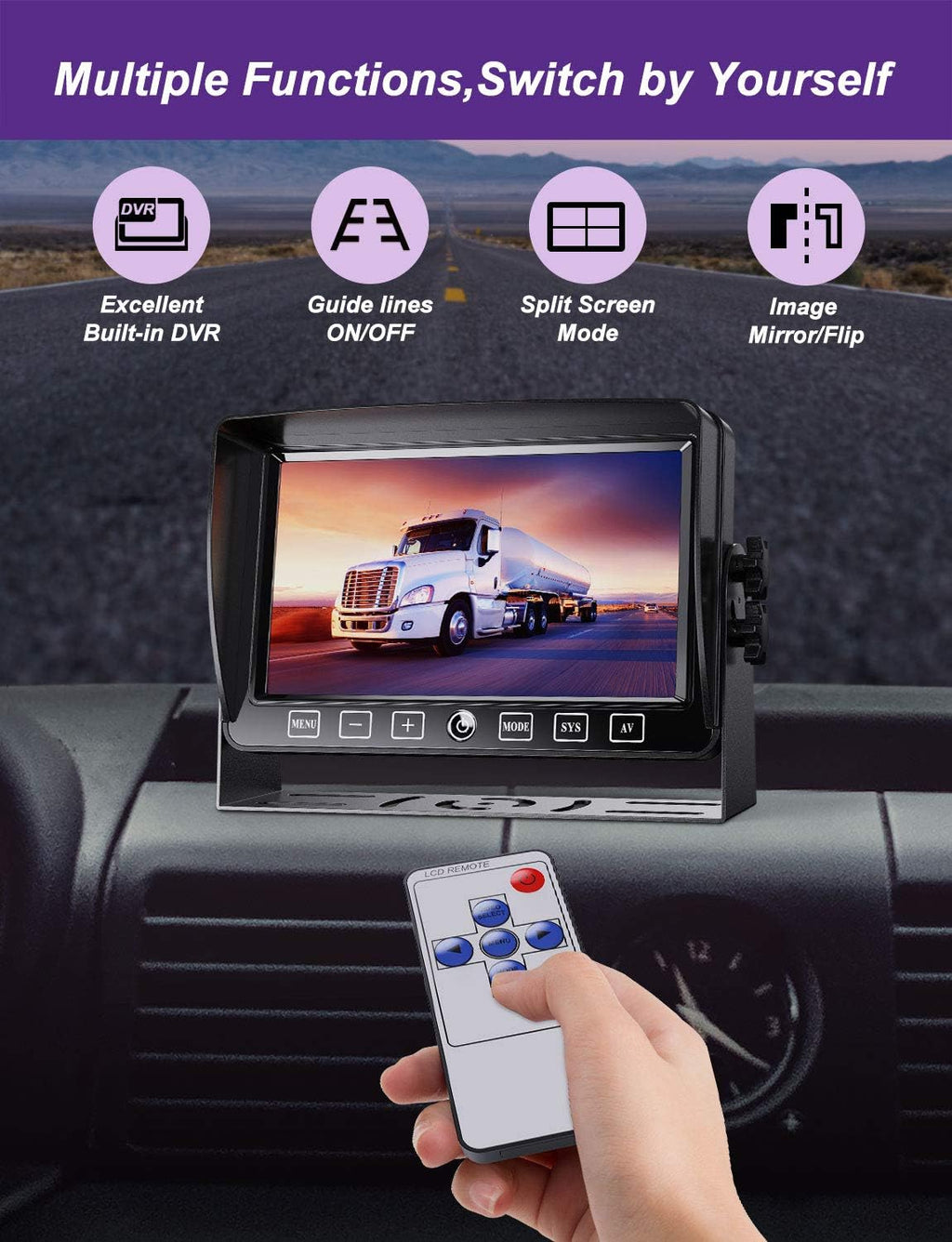 Backup Camera System with 7 Monitor Built-in DVR Waterproof Camera Kit W416263